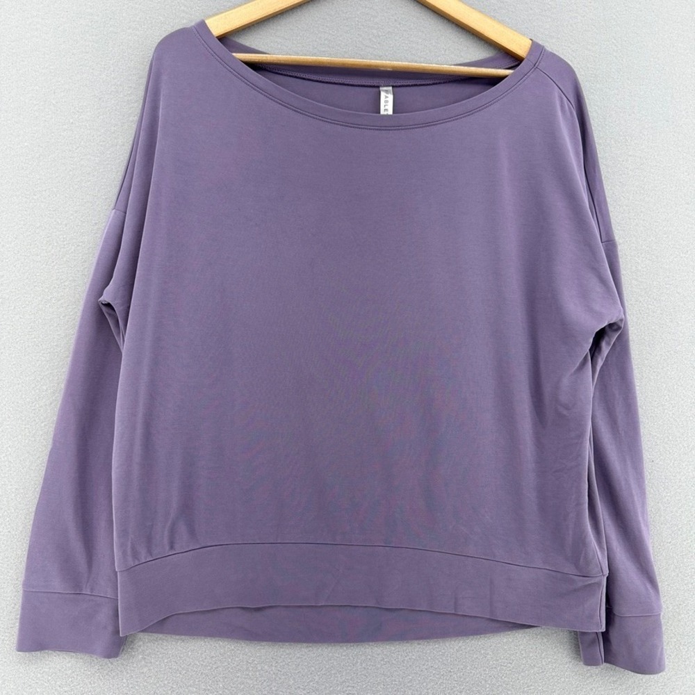 Fabletics Betty Dove Pullover Long Sleeve Purple Boat Neck Sweatshirt Topβ SZ S